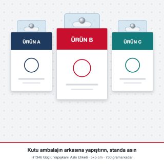 Güçlü Yapışkanlı Askı Etiketi Ile Mağaza Standına Asılmış Kutu Ambalajlar